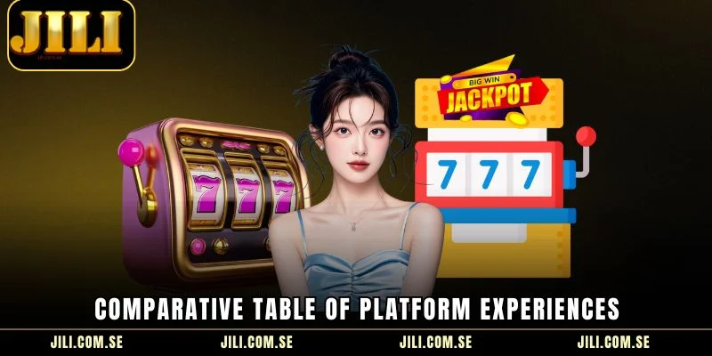 Comparative table of platform experiences